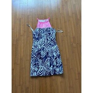 Lilly Pulitzer Dresses Lilly Pulitzer Pink And Navy Zebra Print Midi Dress XXS 0